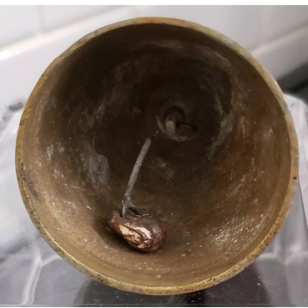 4/$20 Vintage Wood Brass Bell Engraved Dash Pattern India Indian H549 Handbell - Picture 8 of 16